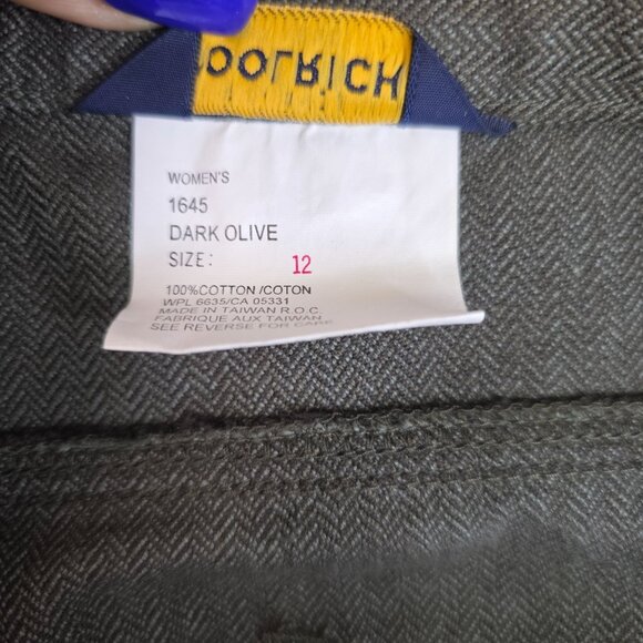 1990s Woolrich Size 12 Herringbone Pants Dark Olive Relaxed Deadstock New - Picture 7 of 12